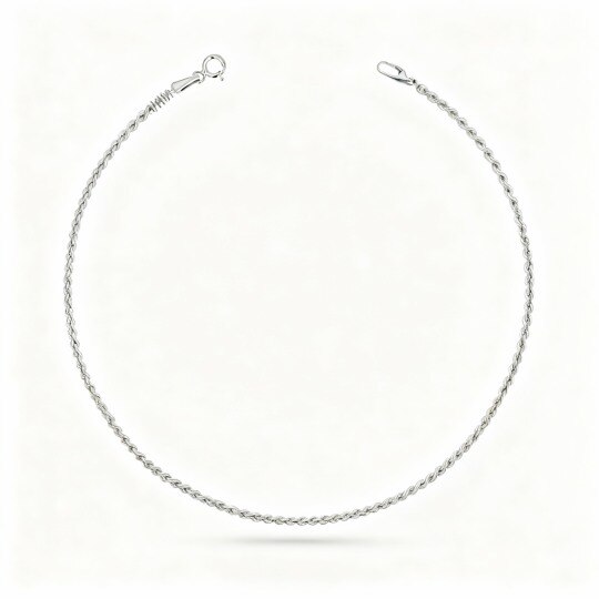 10K White Gold Single Chain Anklet