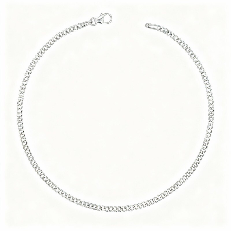 10K White Gold Single Chain Anklet-1