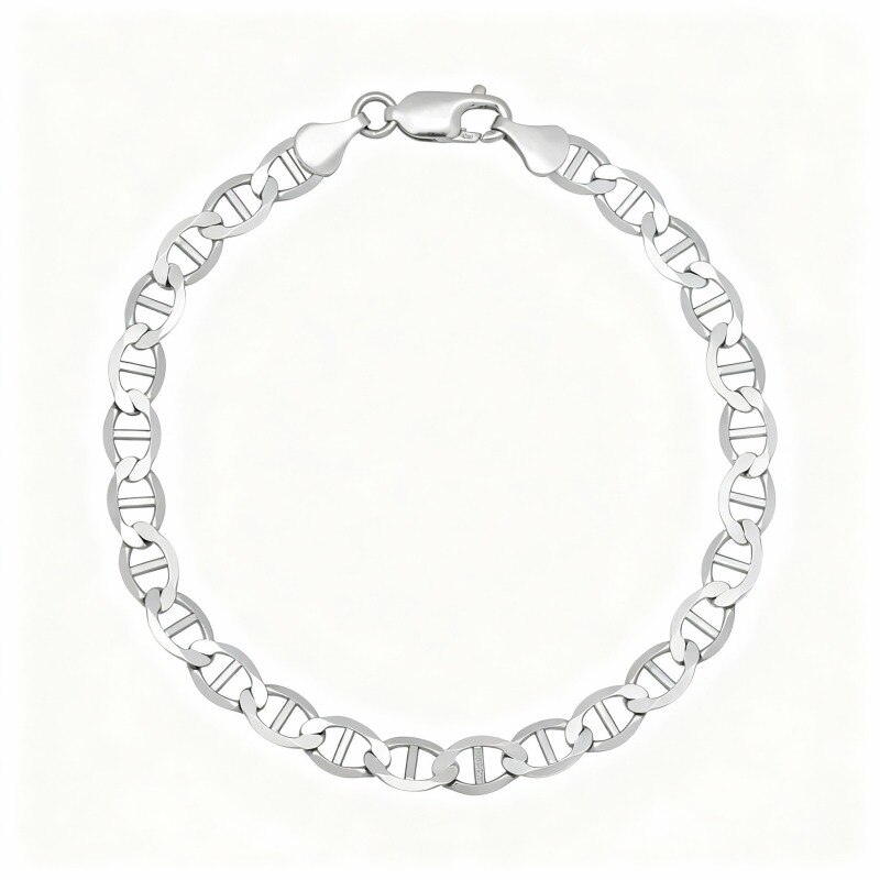 Tobillera de cadena simple de oro blanco de 10 quilates-1