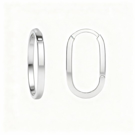 14K White Gold Sisters Hoop Earrings