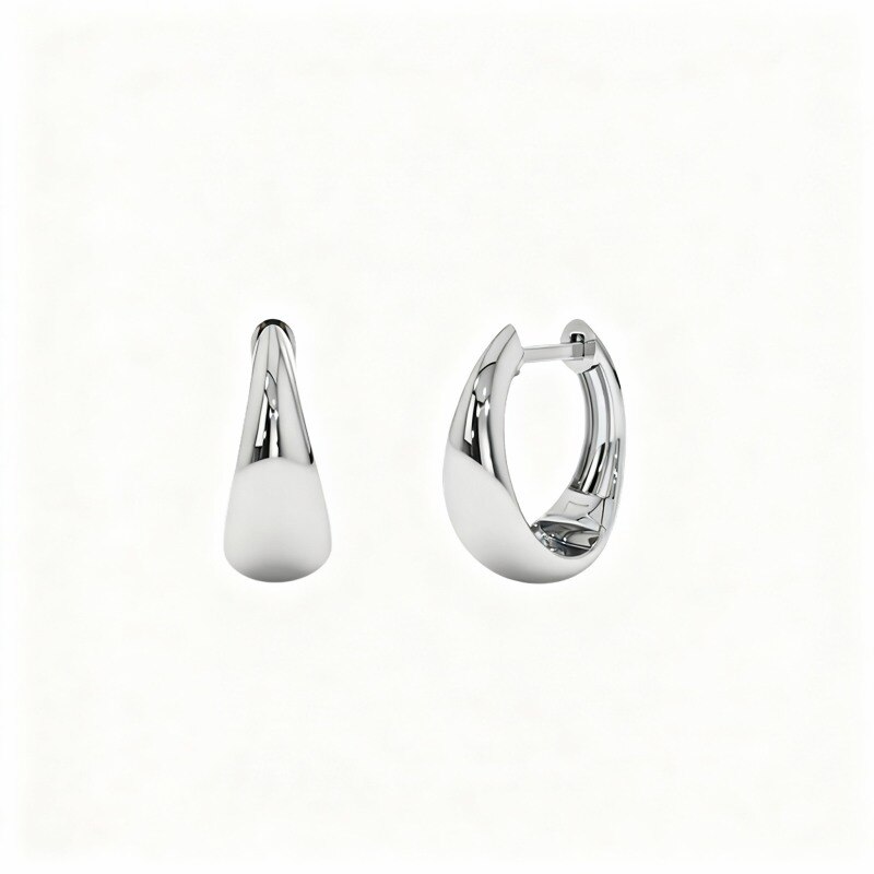 Boucles d'oreilles créoles Sisters en or blanc 14 carats-1