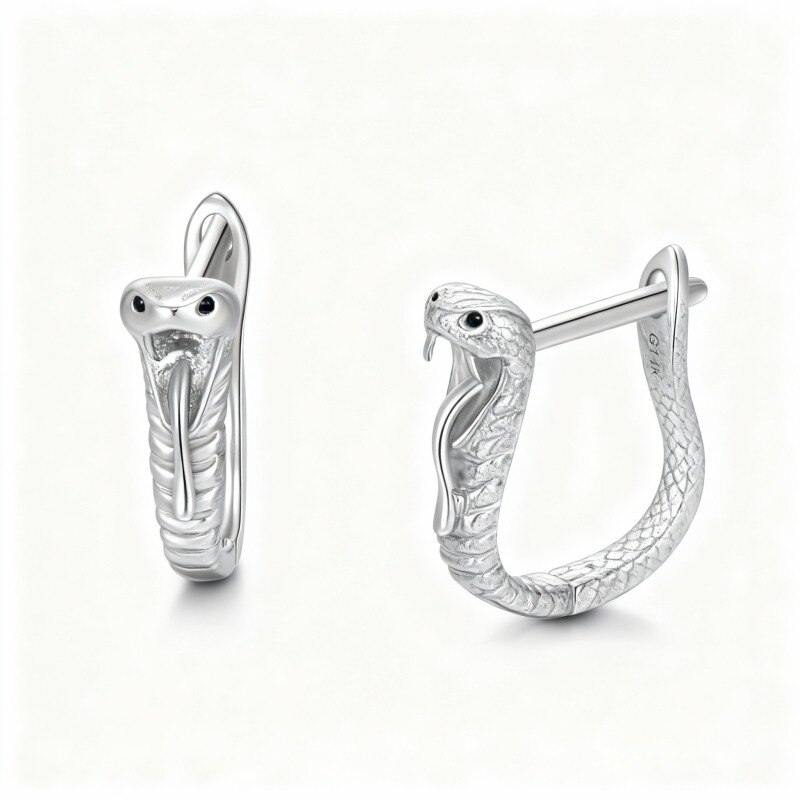 Pendientes de serpiente de oro blanco de 10 quilates-8