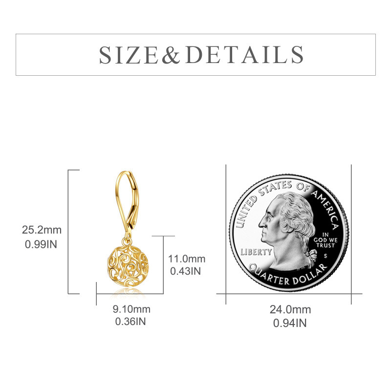 Pendientes colgantes esféricos de oro de 18 quilates-6