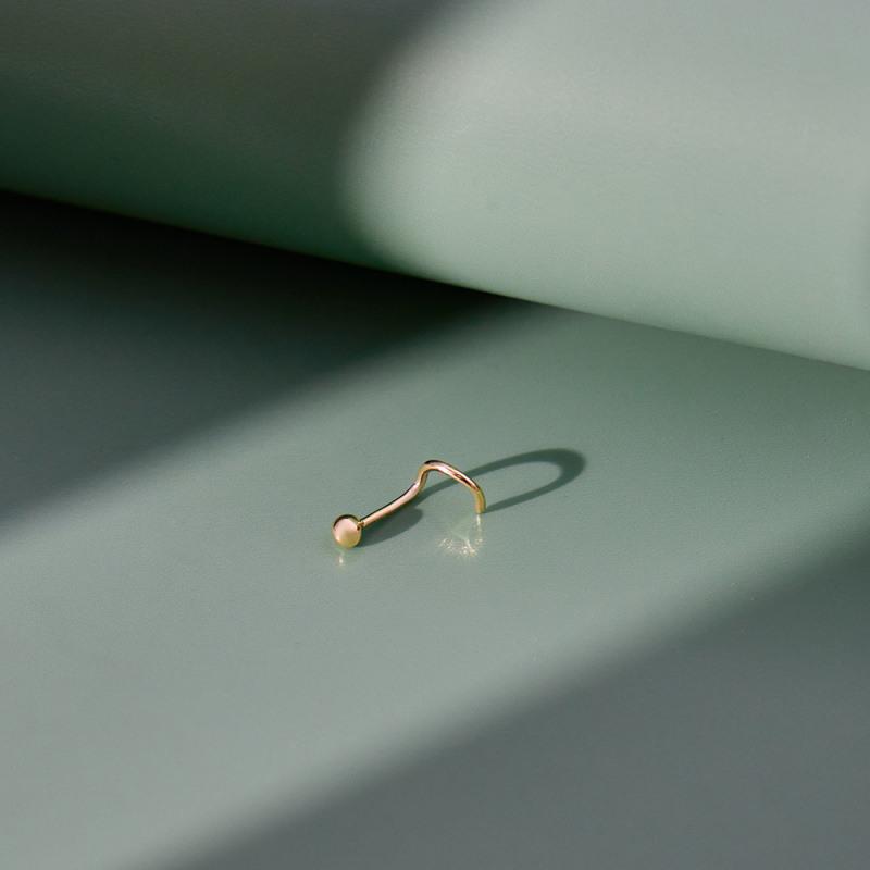 14K Gold Spherical Nose Ring-3
