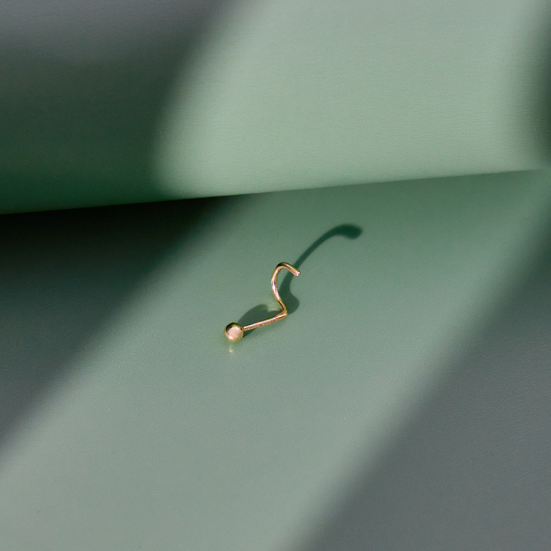 14K Gold Spherical Nose Ring-4
