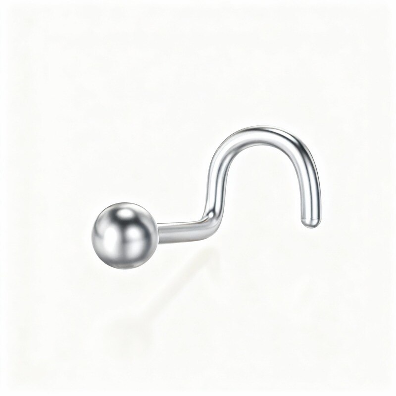 Anillo nasal esférico de oro blanco de 18 quilates-1