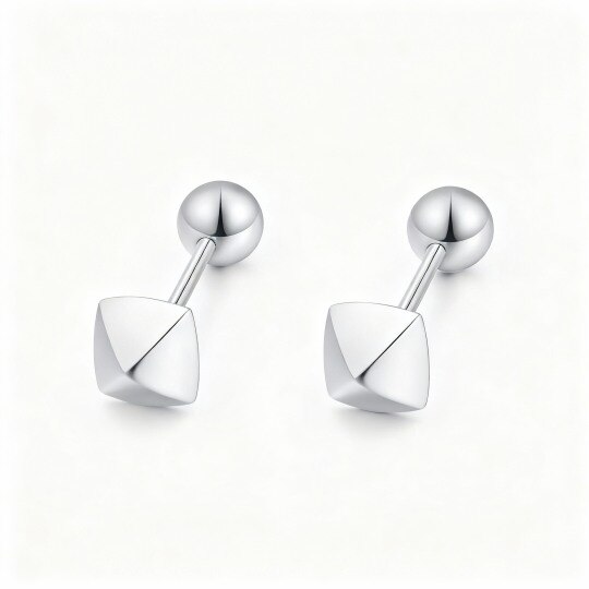 Boucles d'oreilles puces carrées en or blanc 10 carats