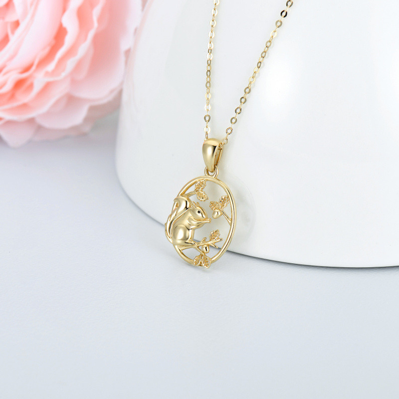 18K White Gold Squirrel Pendant Necklace-3