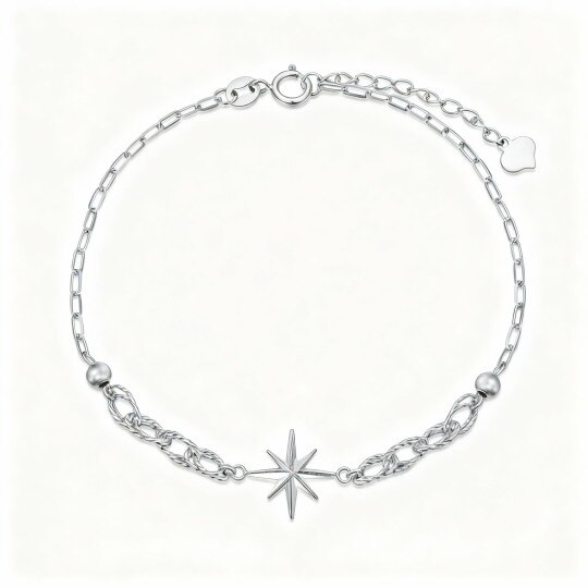 Pulsera con dije de estrella de oro blanco de 10 quilates