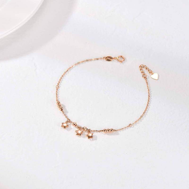 Bracelet à breloques étoile en or blanc 10 carats-4