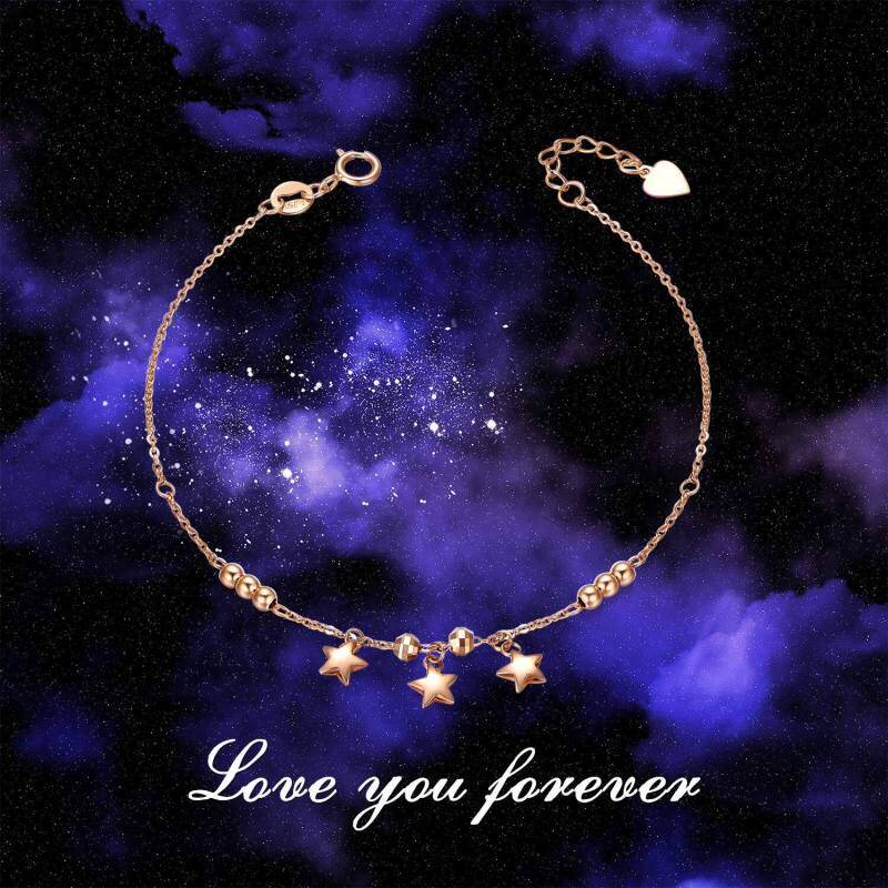 Bracelet à breloques étoile en or blanc 10 carats-6