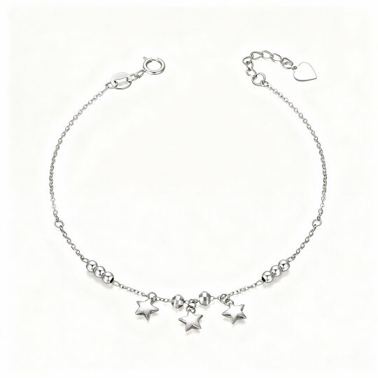 Pulsera con dije de estrella de oro blanco de 10 quilates