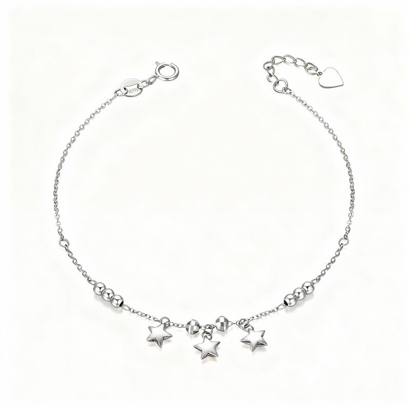 Bracelet à breloques étoile en or blanc 10 carats-1