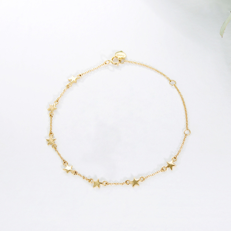 Pulsera con dije de estrella de oro blanco de 14 quilates-3