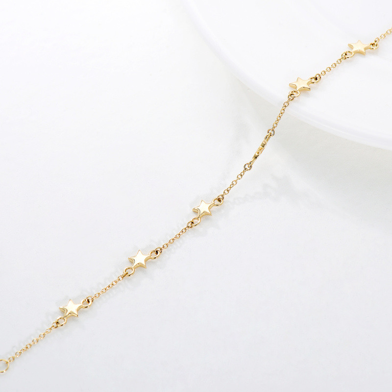 Pulsera con dije de estrella de oro blanco de 14 quilates-4