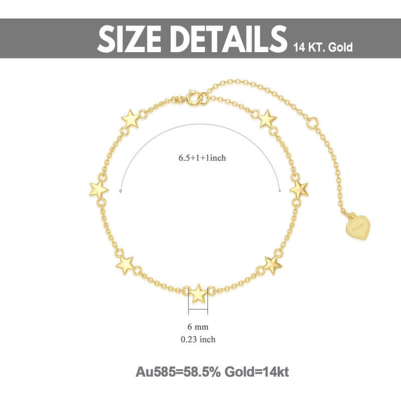 Pulsera con dije de estrella de oro blanco de 14 quilates-5