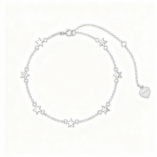 Pulsera con dije de estrella de oro blanco de 10 quilates