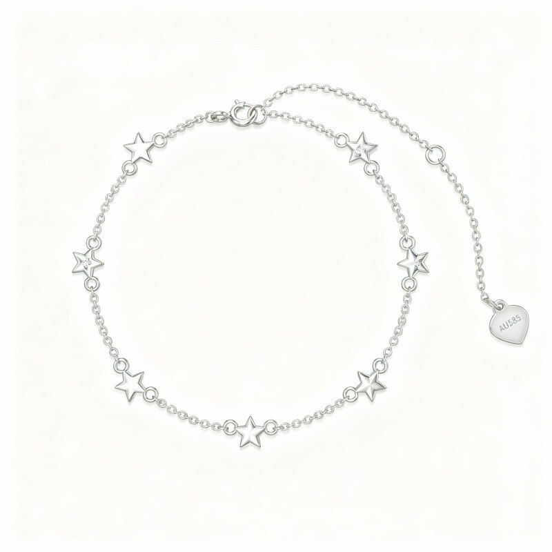 Pulsera con dije de estrella de oro blanco de 14 quilates-1