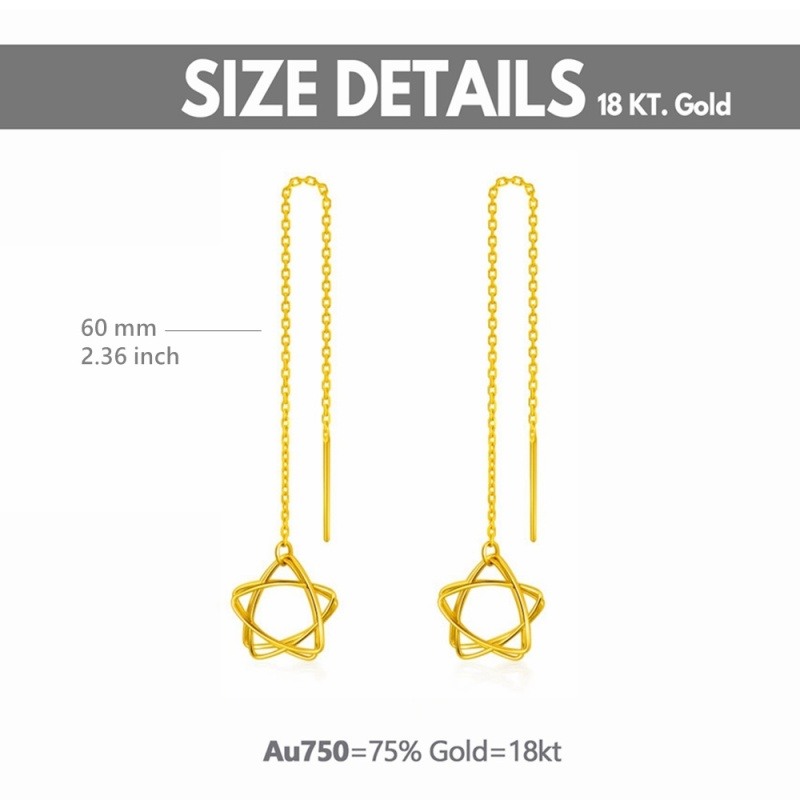 14K Gold Star Drop Earrings-5