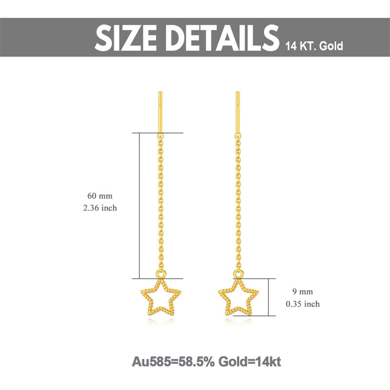 10K Gold Star Drop Earrings-6