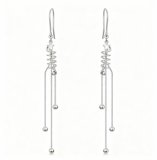 10K witgouden oorbellen met stervormige hanger