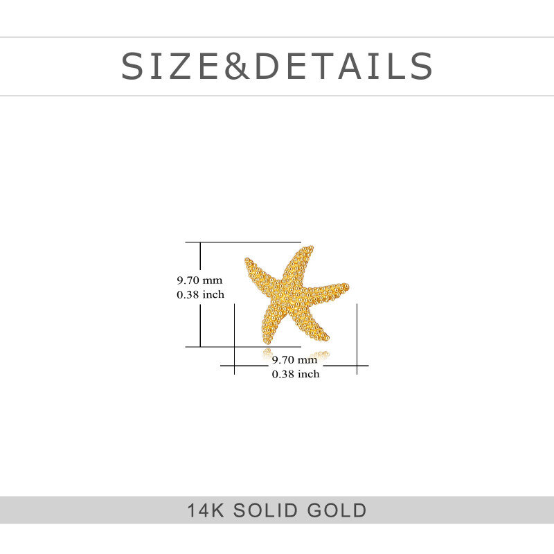 Pendientes de estrella de mar de oro rosa de 14 quilates-5