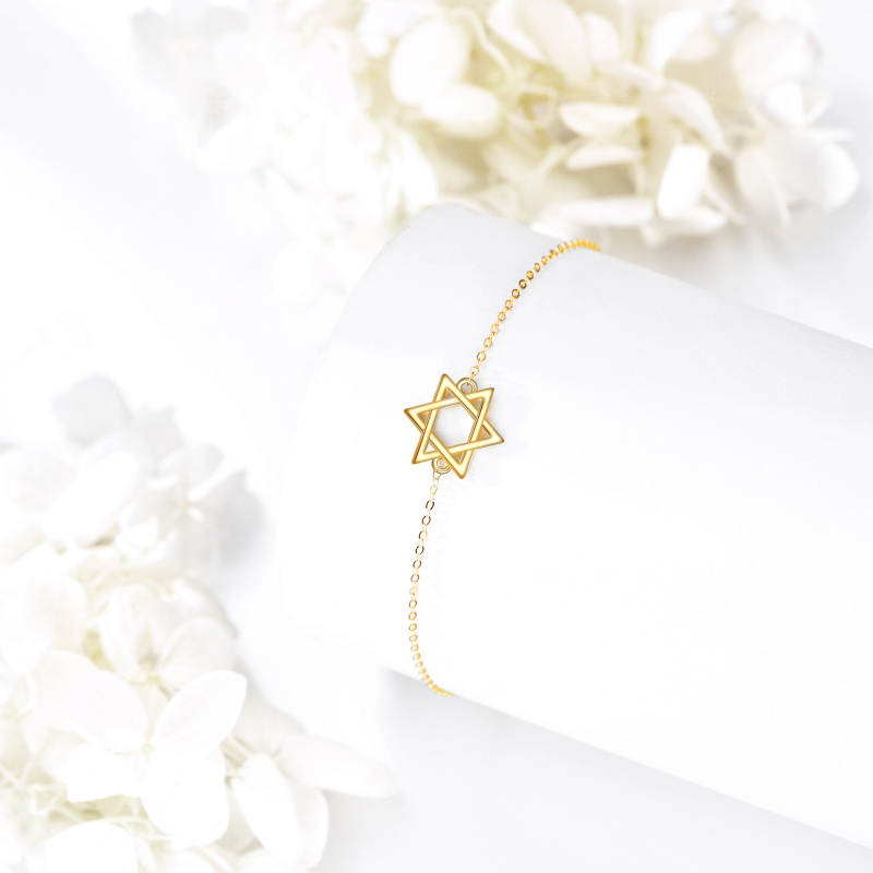 Pulsera con dije de la Estrella de David en oro de 18 quilates-3