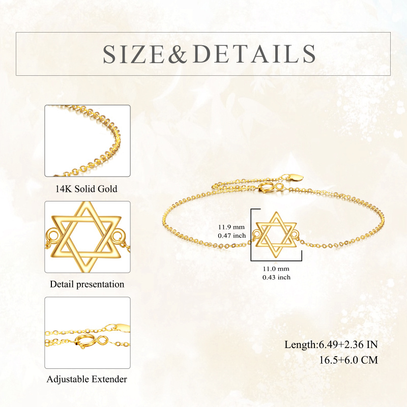 Pulsera con dije de la Estrella de David en oro de 18 quilates-5