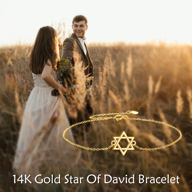 Pulsera con dije de la Estrella de David en oro de 18 quilates-6