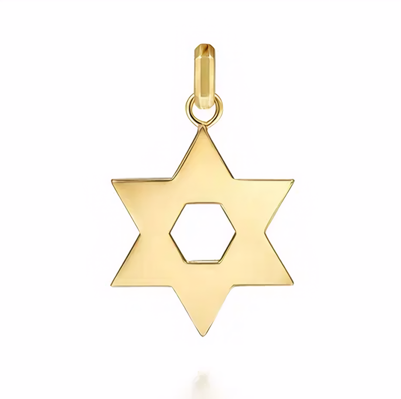 Colgantes de oro rosa de 10 quilates con la estrella de David para hombre-3