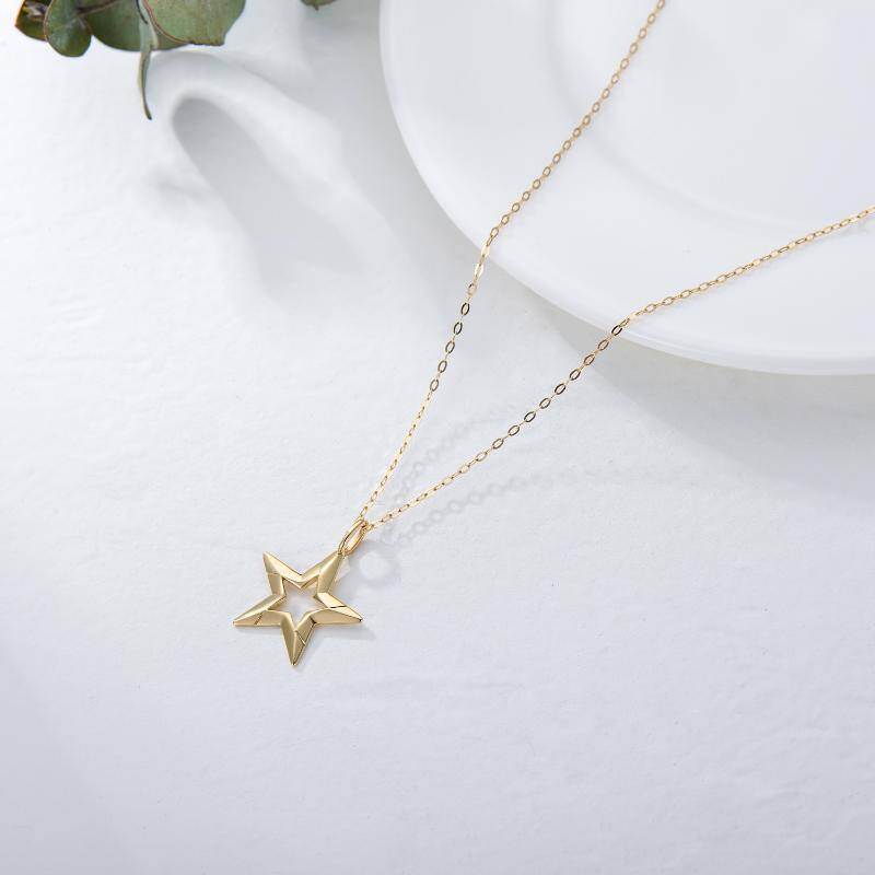 Collar con colgante de estrella de oro de 14 quilates-3