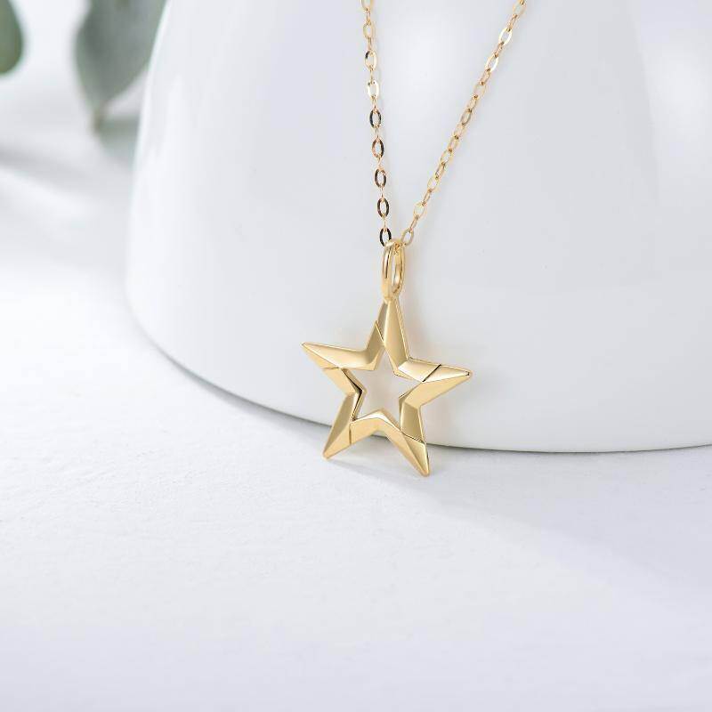 Collar con colgante de estrella de oro de 14 quilates-4