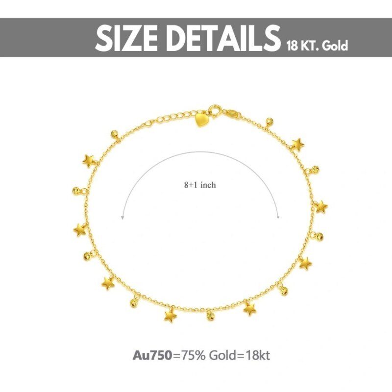 10K Gold Star Single Layer Charm Anklet-6