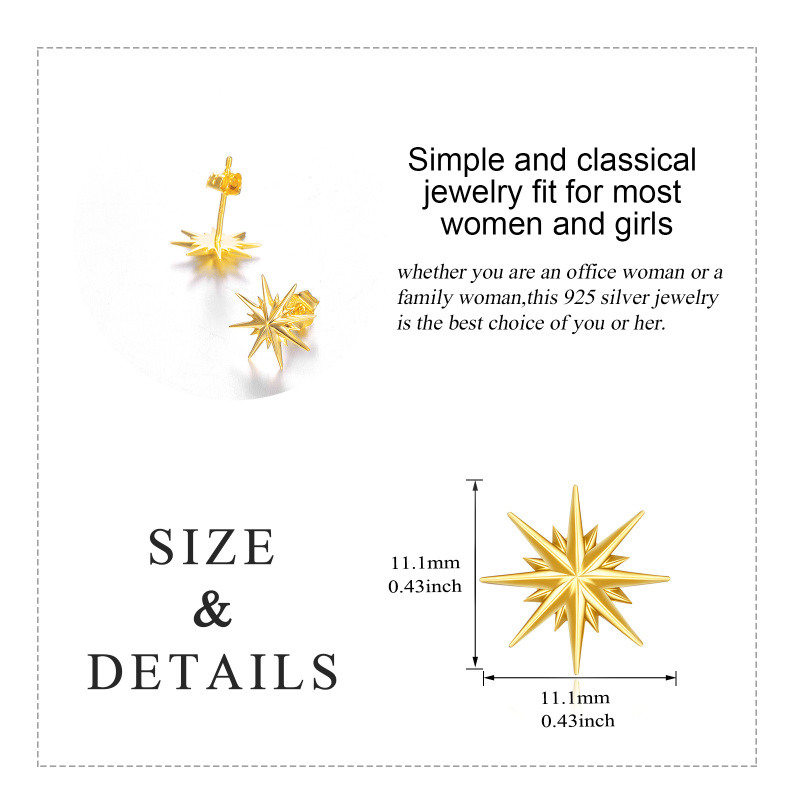 Boucles d'oreilles puces en or 14 carats en forme d'étoile-6