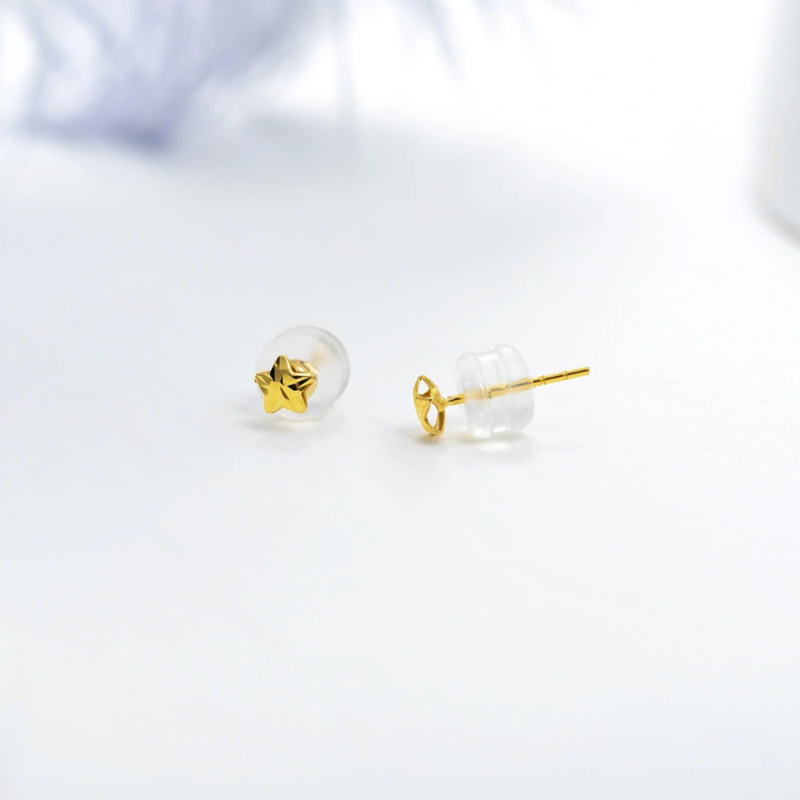 14K White Gold Star Stud Earrings-4