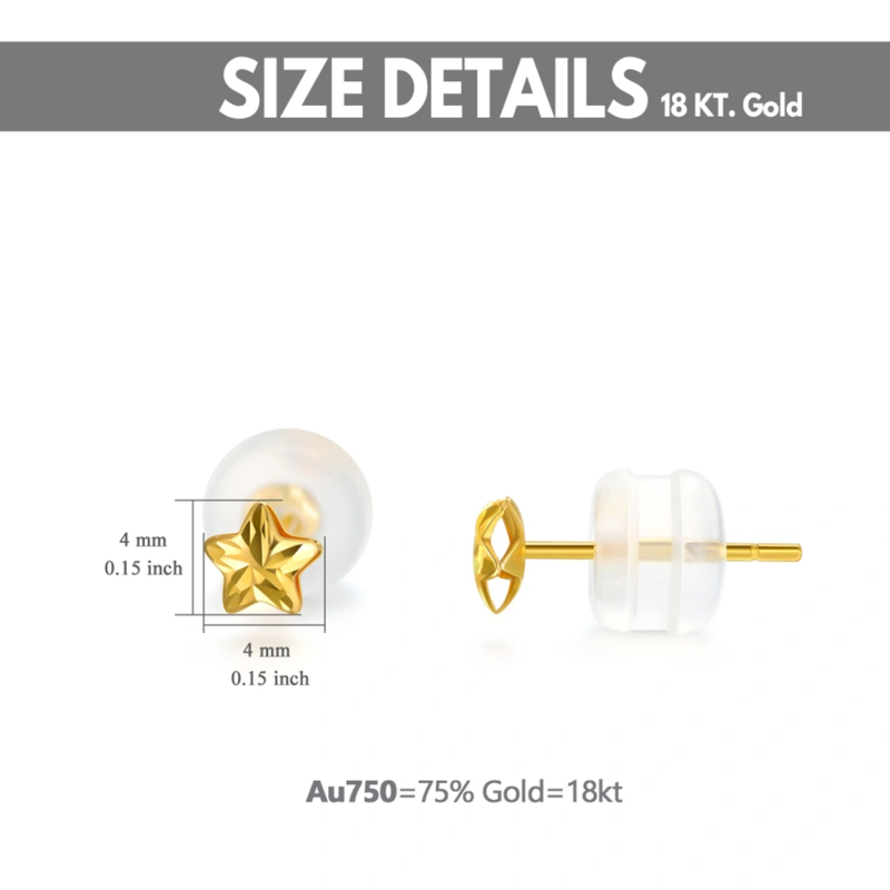14K White Gold Star Stud Earrings-5