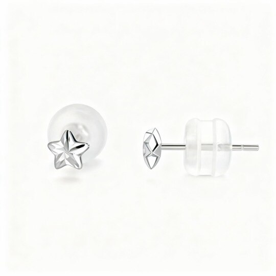 10K witgouden stervormige oorbellen