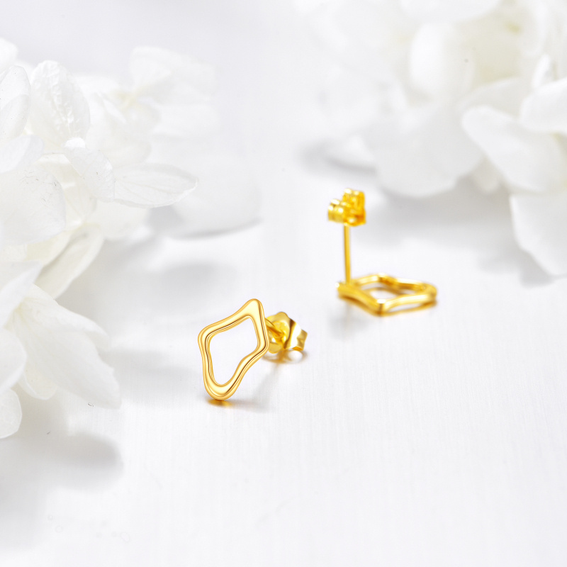 Pendientes de botón de oro rosa de 10 quilates-4