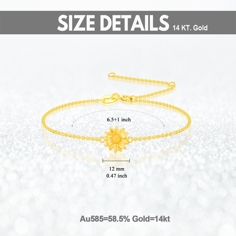 Sonnenblumen-Charm-Armband aus 14-karätigem Gold-5