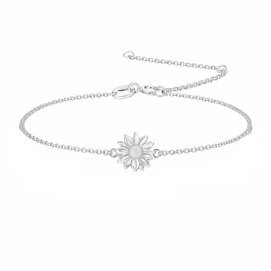 Pulseira com pendente girassol em ouro branco 10K