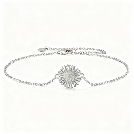 10K White Gold Sunflower Charm Bracelet