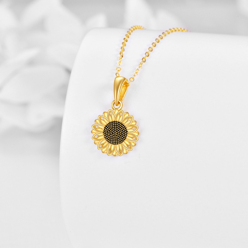 Sonnenblumen-Halskette aus 10-karätigem Gold für Damen-3