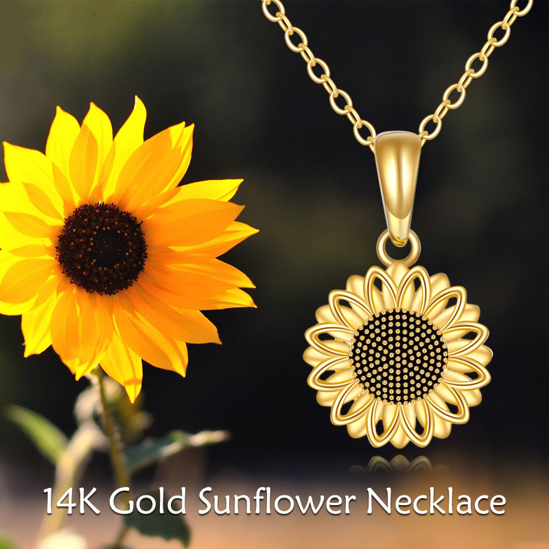 Sonnenblumen-Halskette aus 10-karätigem Gold für Damen-6