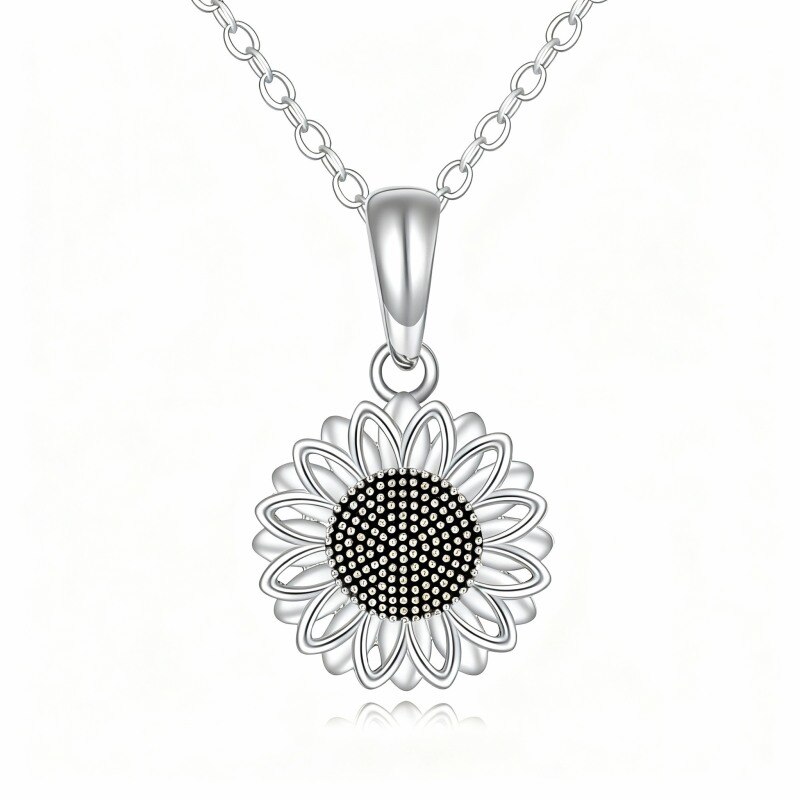 Collar con colgante de girasol de oro blanco de 10 quilates-10