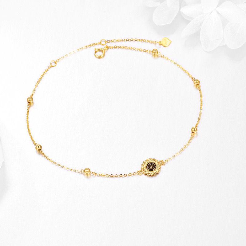 Tobillera de oro de 10 quilates con girasol de una sola capa-4