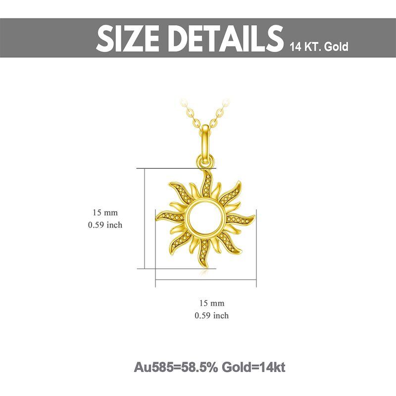Collar con colgante de sol de oro de 14 quilates-5