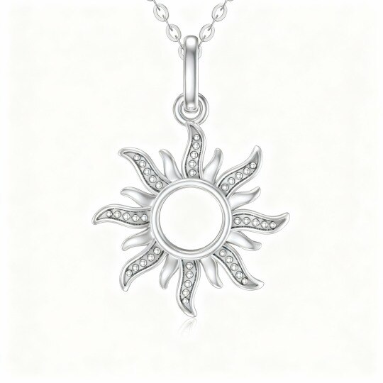 Colar com pendente de sol em ouro branco 10K