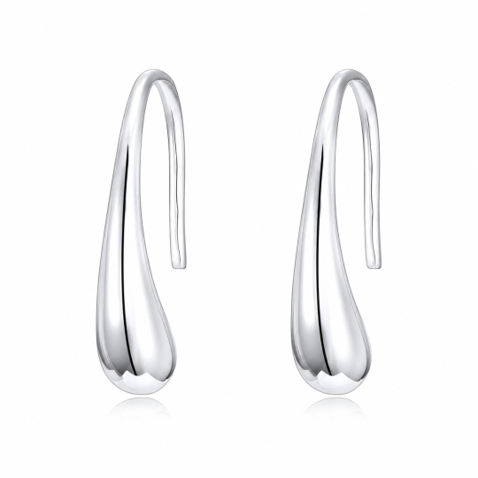 10K White Gold Teardrop Drop Earrings