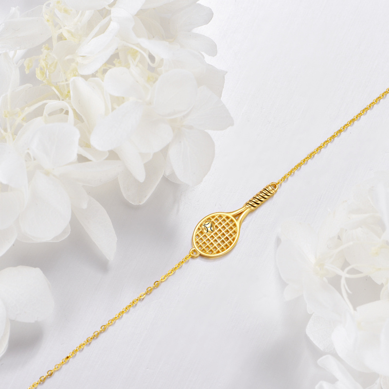 Pulsera con dije de raqueta de tenis de oro de 10 quilates-3