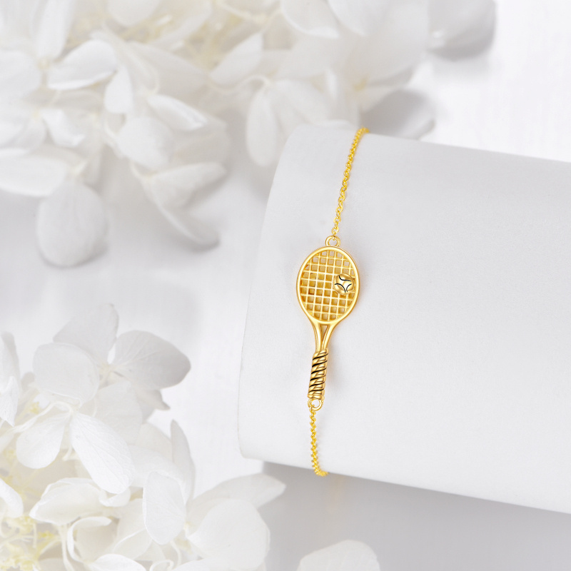Pulsera con dije de raqueta de tenis de oro de 10 quilates-4